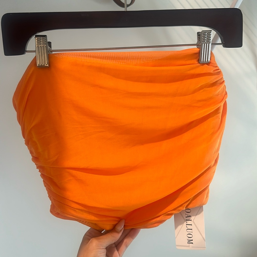 Bright Orange Mesh Corset Top